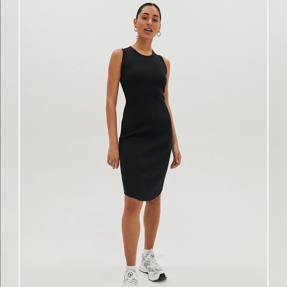 Aritzia black rib knit body con dress